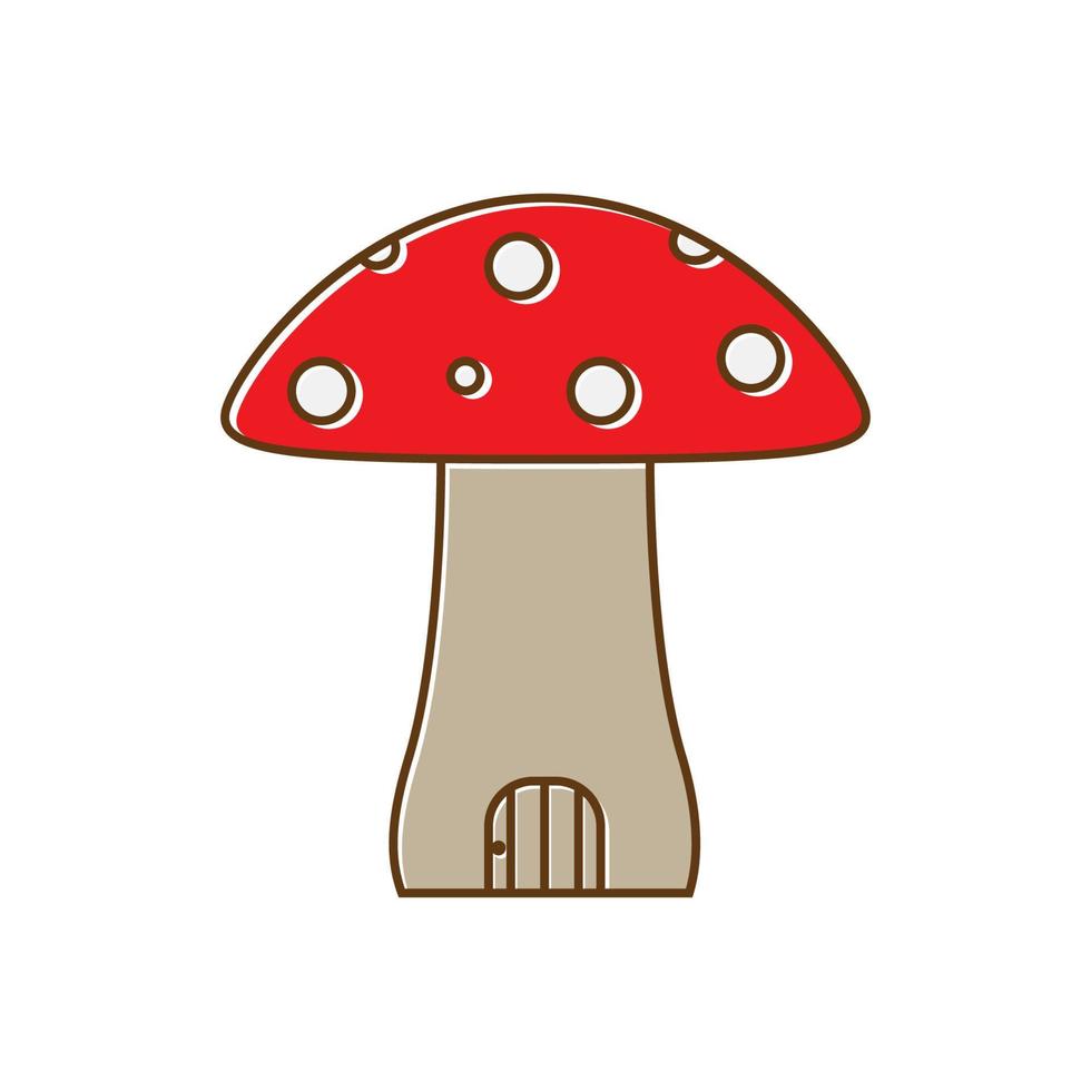 mushroom with door home  logo vector icon design illustration