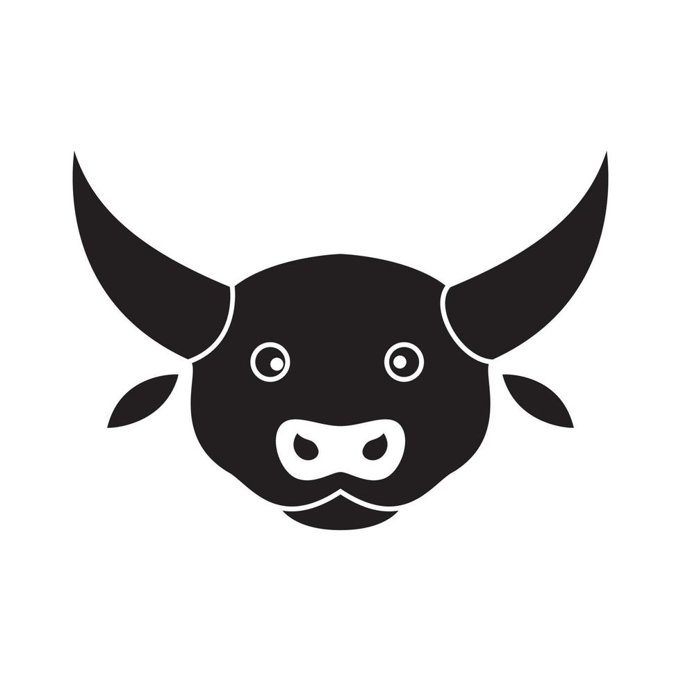 cute face buffalo black logo design vector graphic symbol icon sign illustration creative idea