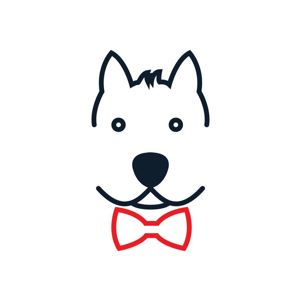 cara de perro genial con diseño de logotipo de corbata vector