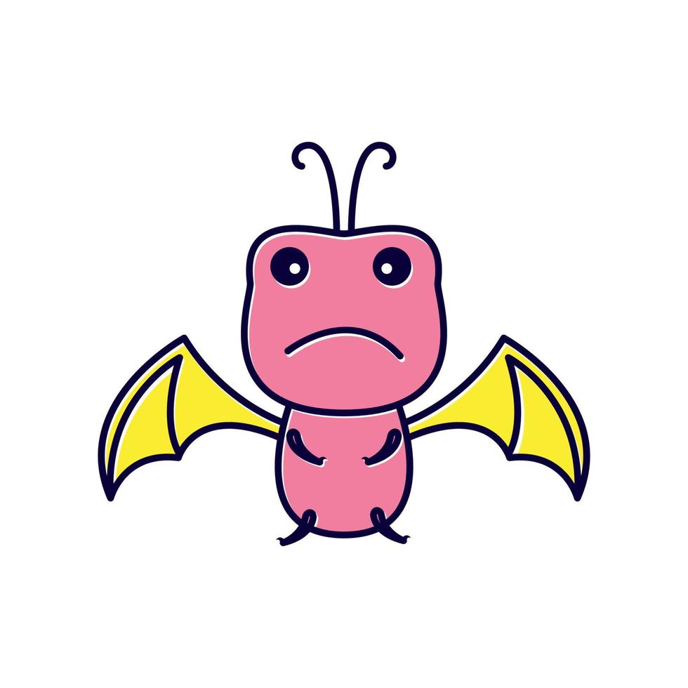 sad monster pink cartoon logo symbol icon vector graphic design illustration