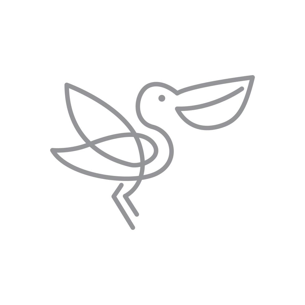 línea continua lindo pájaro pelícano diseño de logotipo vector gráfico símbolo icono signo ilustración idea creativa