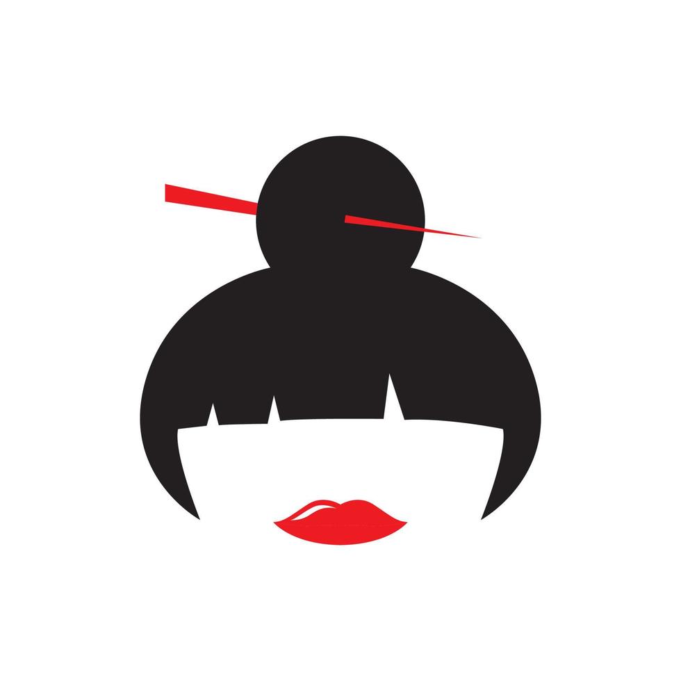 face girl japan beauty culture logo symbol icon vector graphic design illustration idea creative