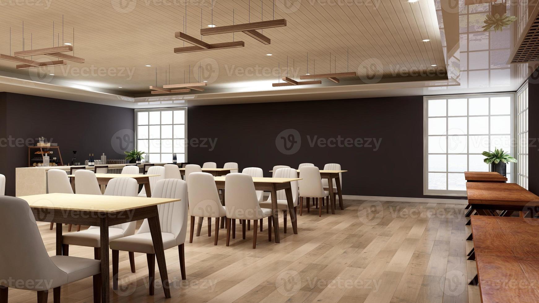 Modern cafe with bar concept in 3d render - Interior design mockup photo