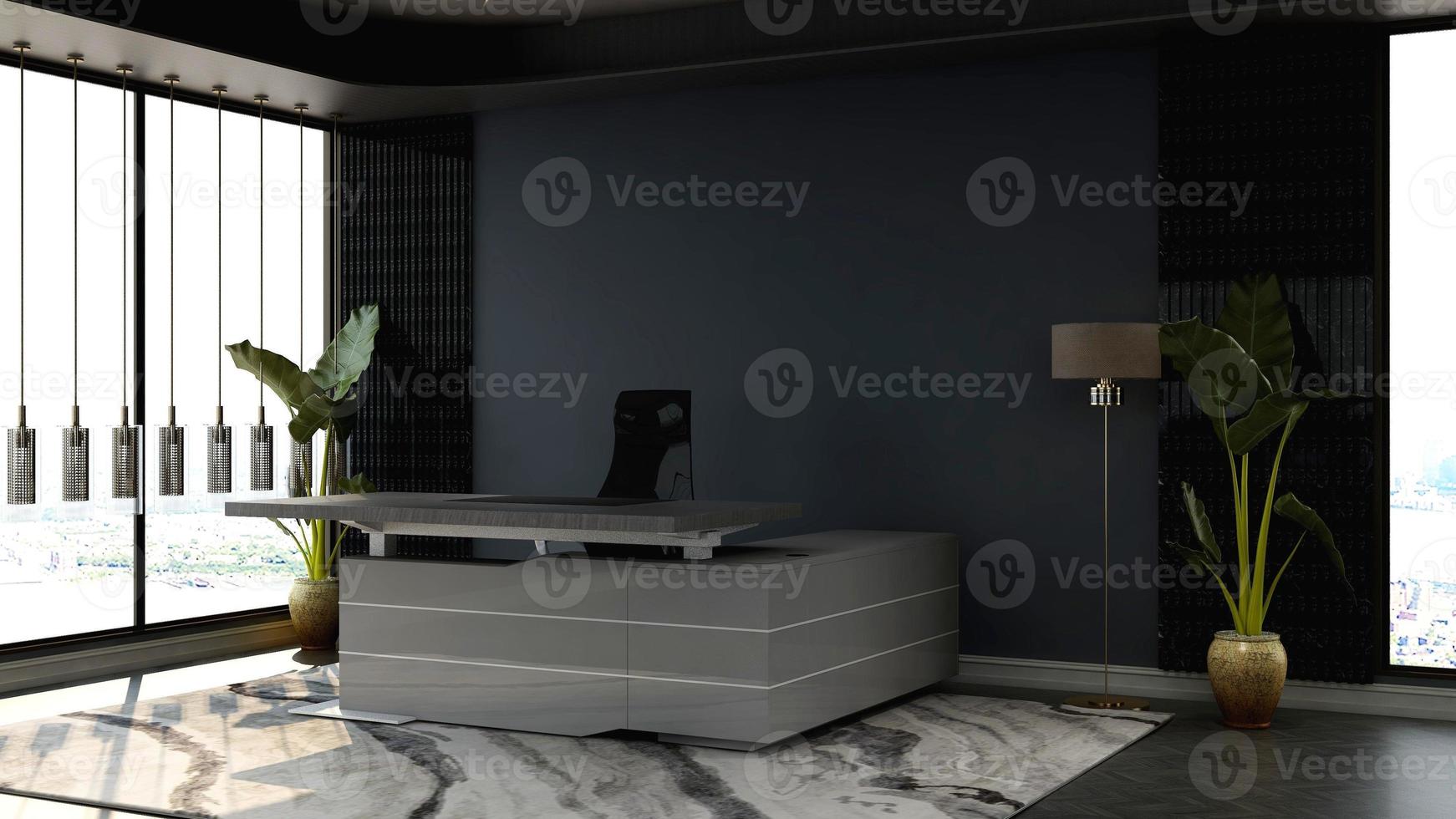 Exclusive modern office reception room in 3d rendering mockup photo