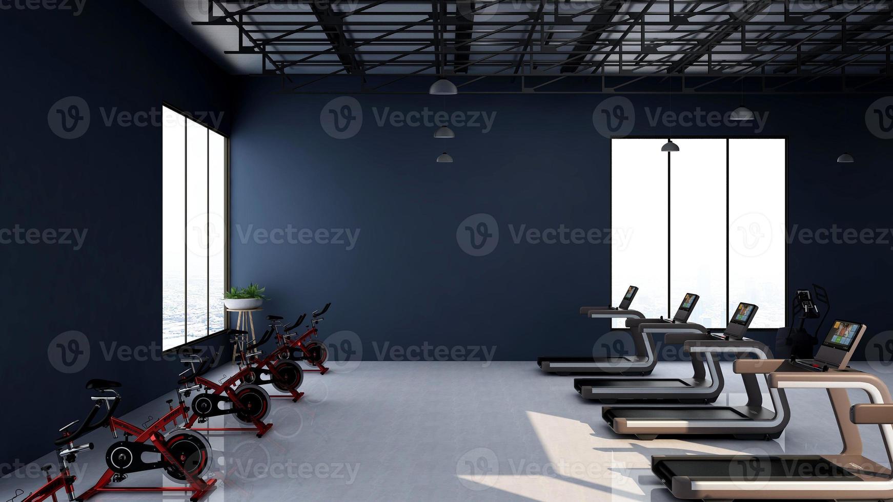 3d render - Modern minimalist of gym interior design concept mockup photo