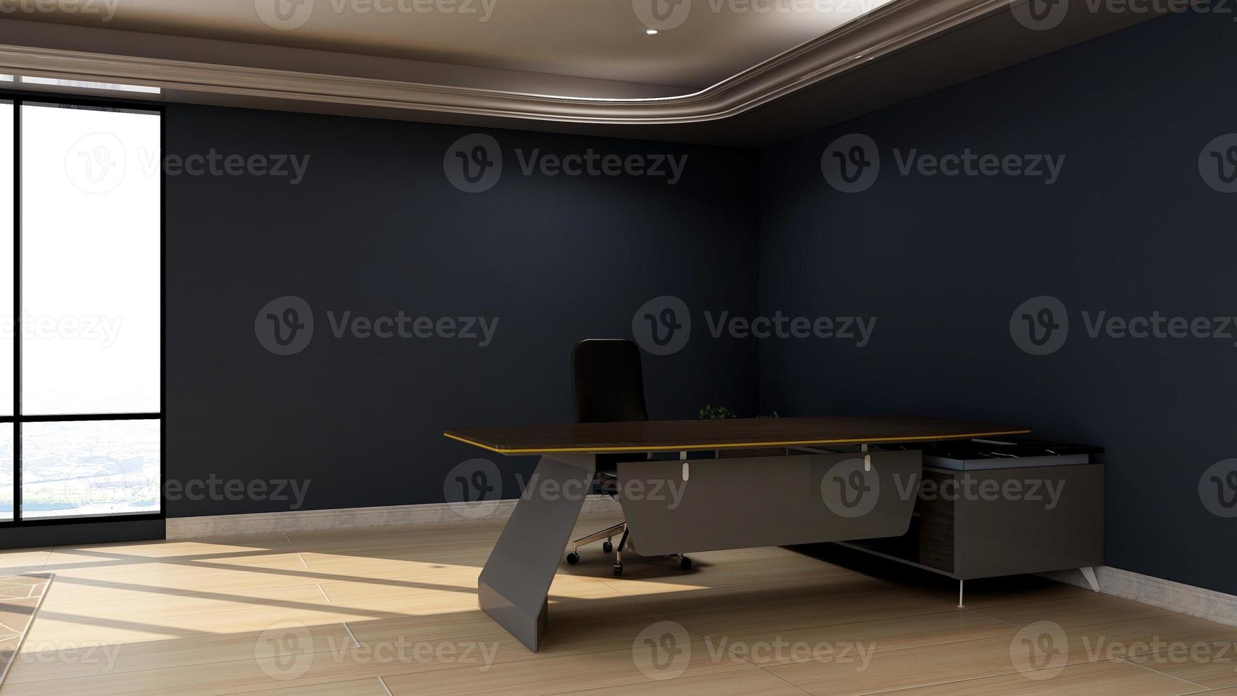 3D Render office design - manager room interior wall mockup photo