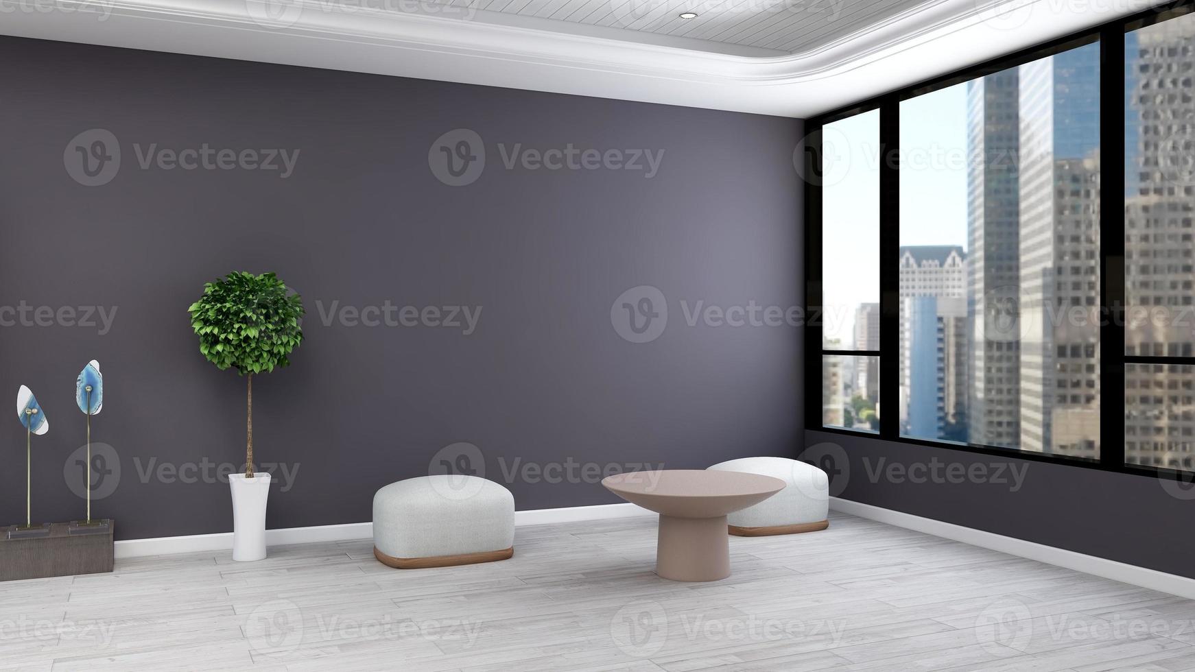 3D Render illustration of cozy relaxation room with modern minimalist concept photo