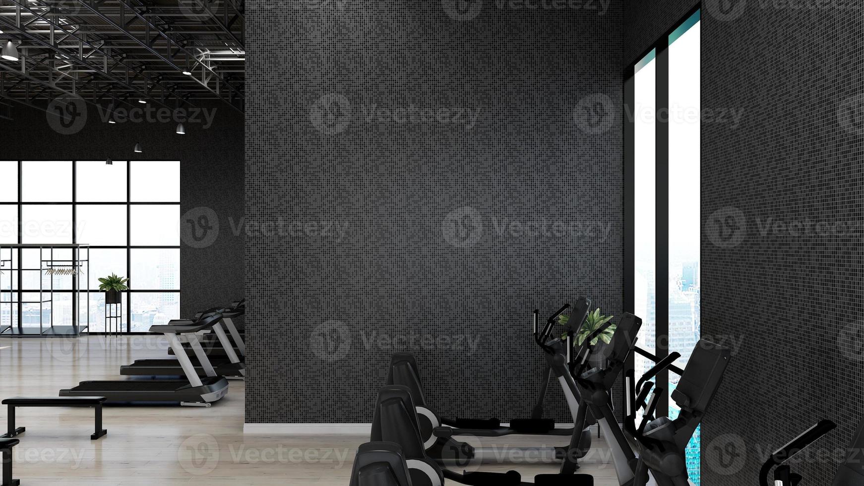 Modern gym interior design - modern minimalist concept in 3d render photo