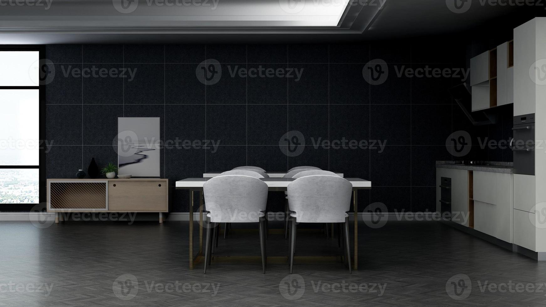 3d render of modern office pantry - interior design minimalist kitchen concept photo