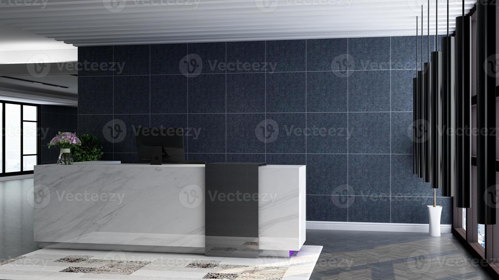 Exclusive modern reception room in 3d rendering mockup photo