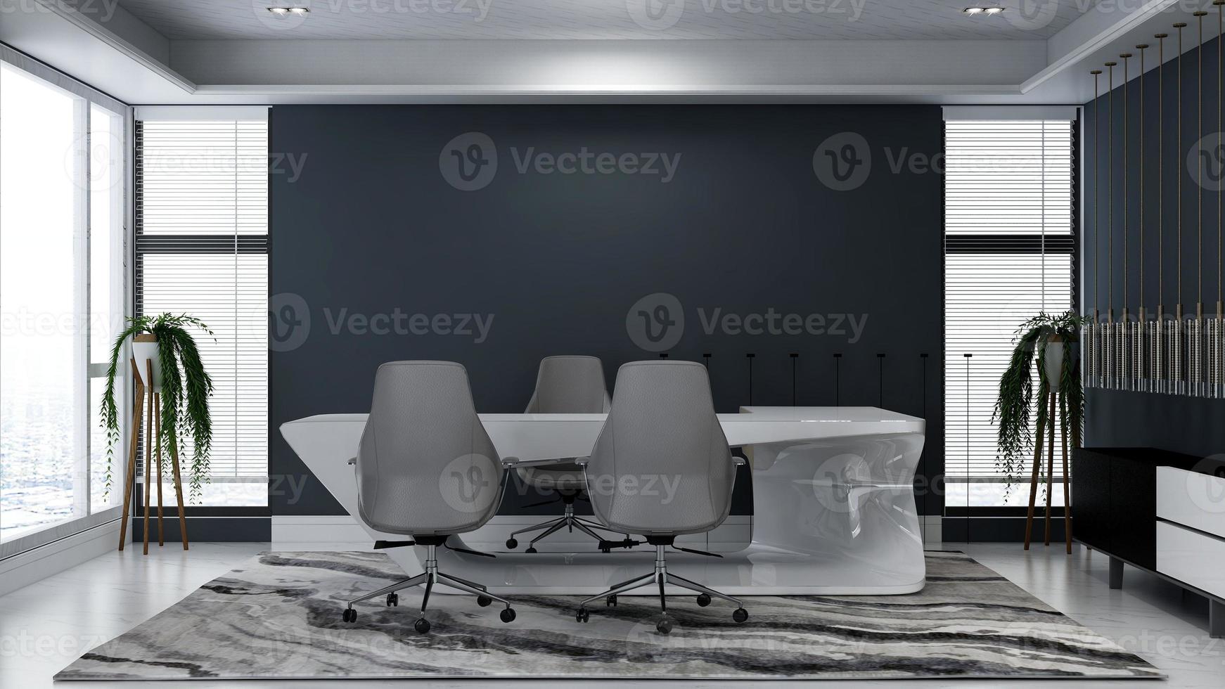 3D Render modern office design - manager room interior wall mockup photo