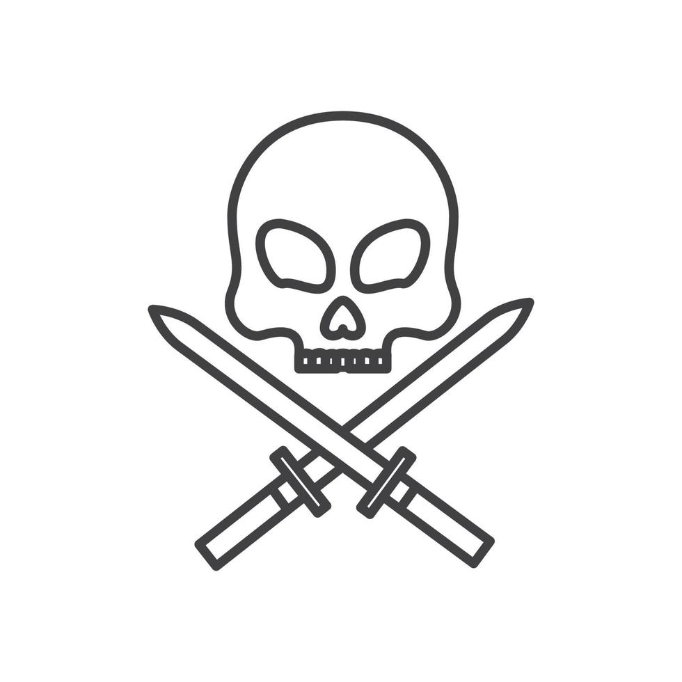 simple skull and sword line  logo symbol icon vector graphic design illustration