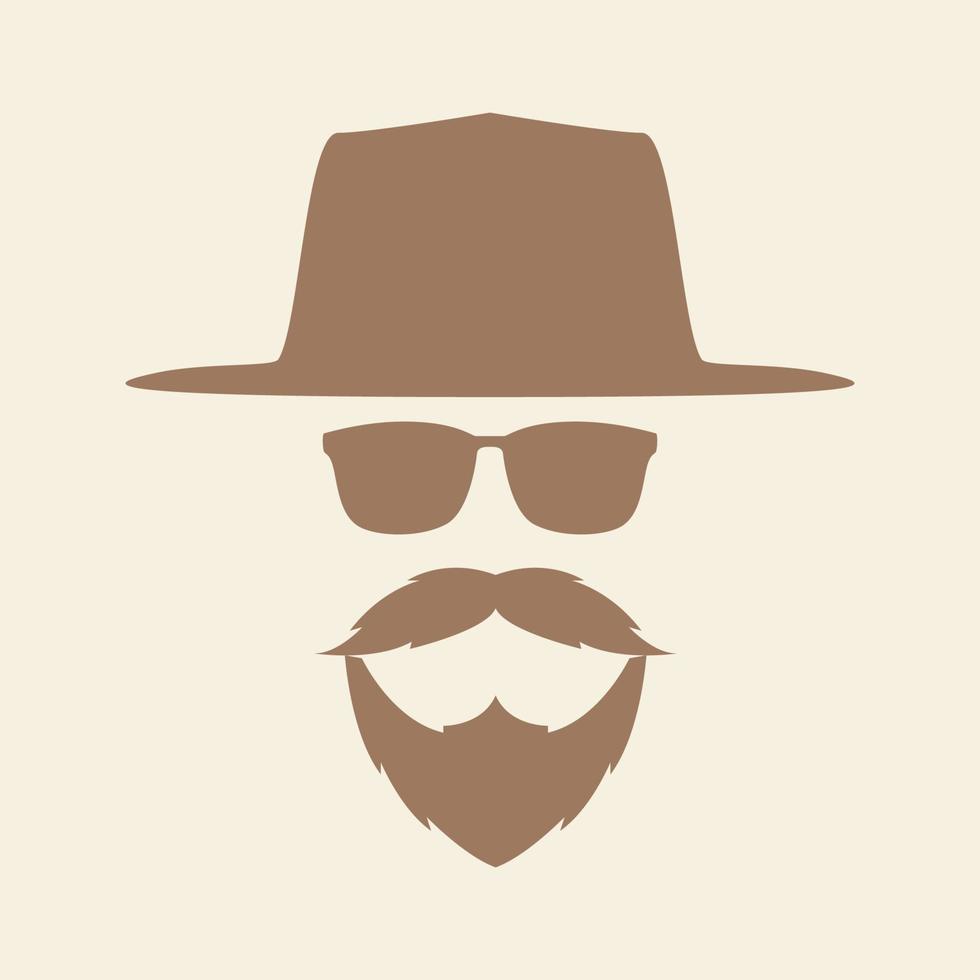 hipster hombre cabeza barba con sombrero logotipo símbolo icono vector gráfico diseño ilustración