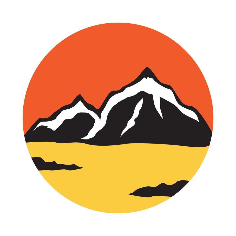 vista de la puesta de sol con diseño de logotipo de mar y montaña símbolo gráfico vectorial icono signo ilustración idea creativa vector