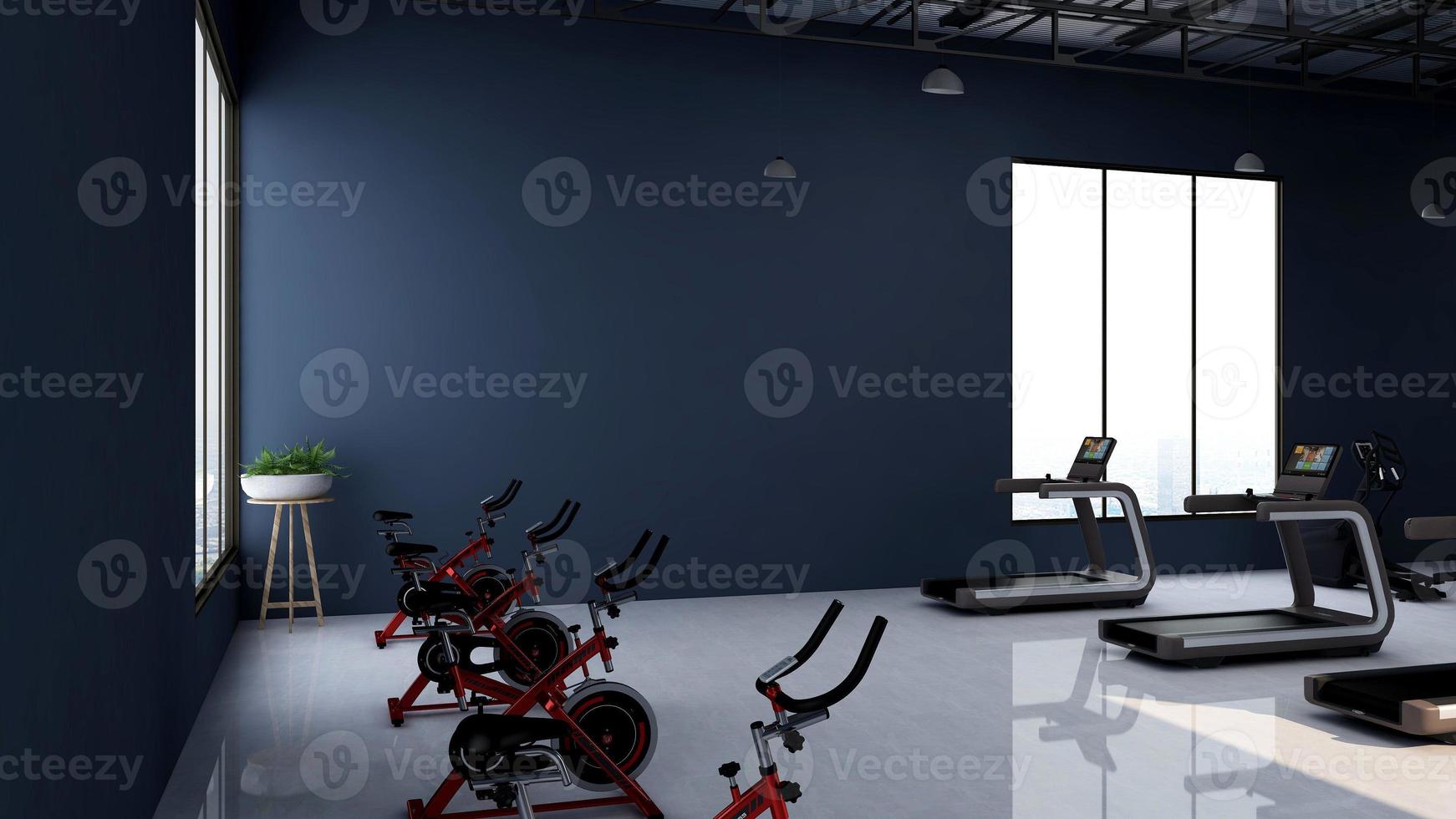 3d render - Modern minimalist of gym interior design concept mockup photo