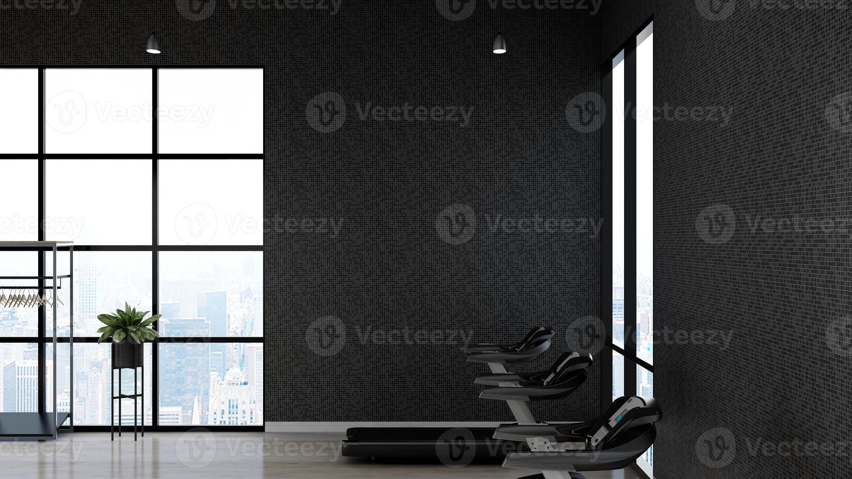 Modern gym interior design - modern minimalist concept in 3d render photo