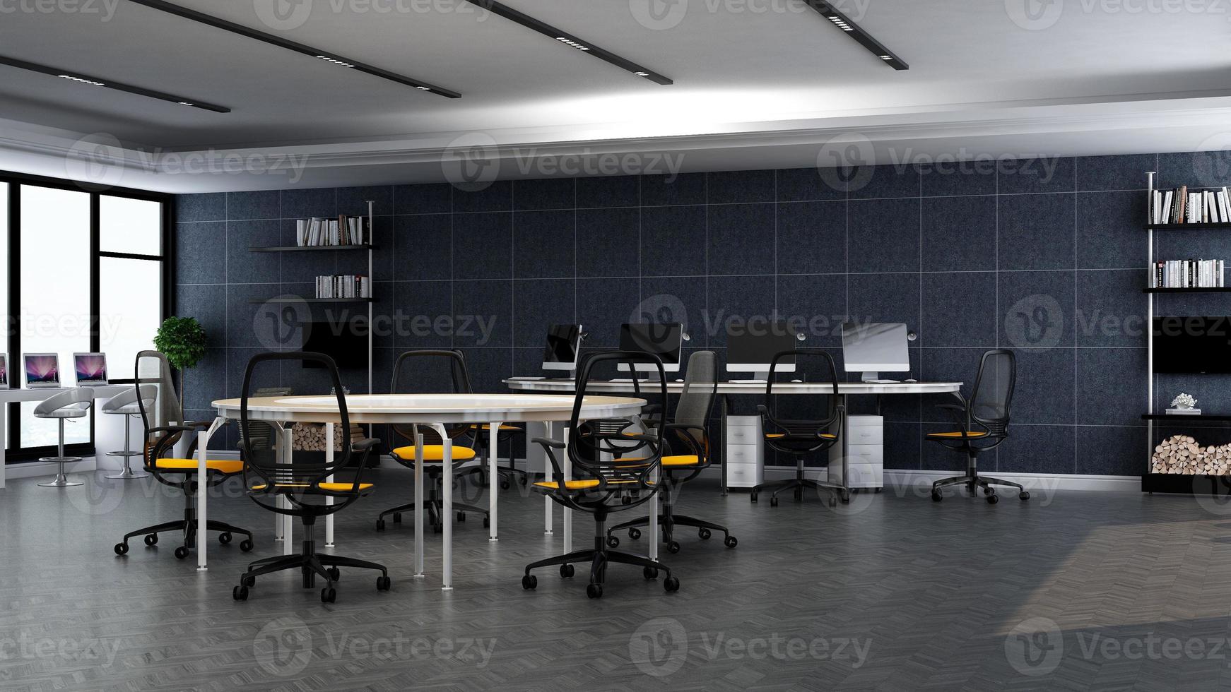 Modern office workplace interior design in 3d render photo