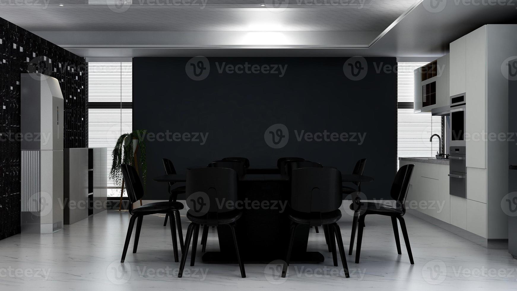 3d render of modern office pantry - interior design minimalist kitchen concept photo