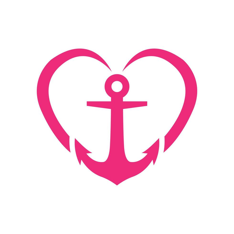 anchor with love or heart logo vector icon illustration
