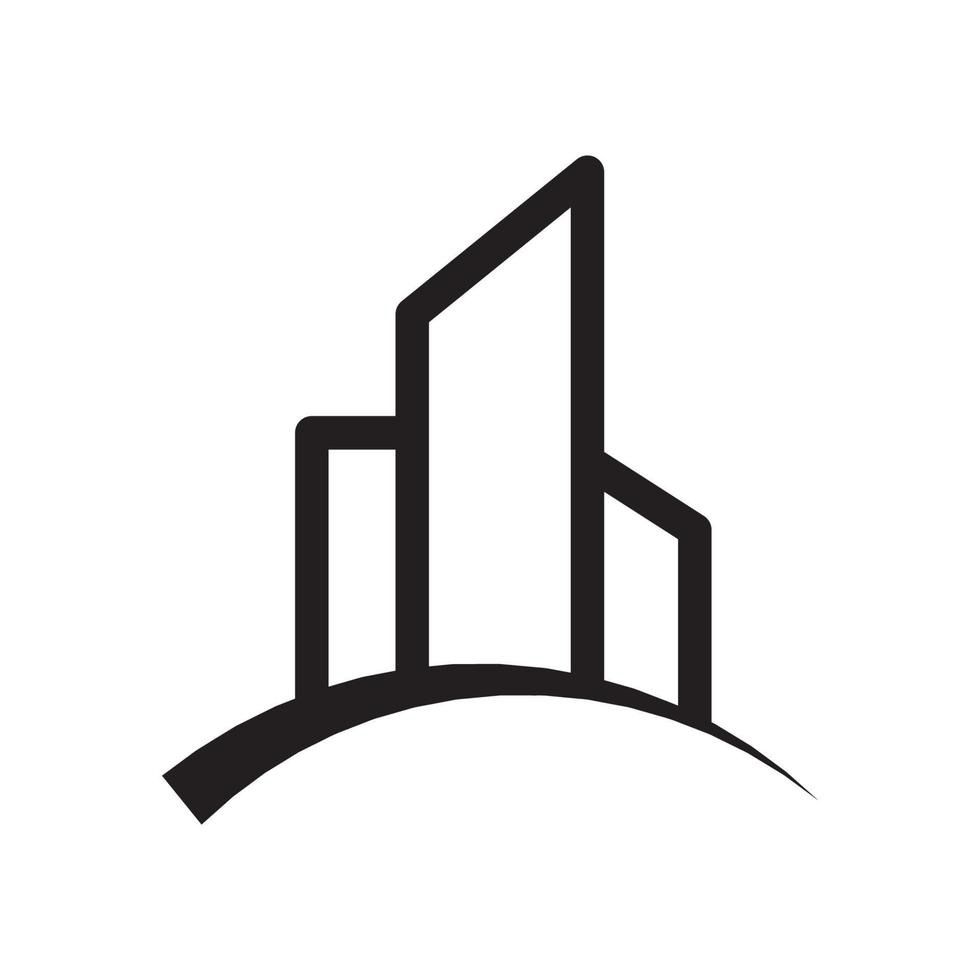 simple building with high land line logo symbol icon vector graphic design illustration