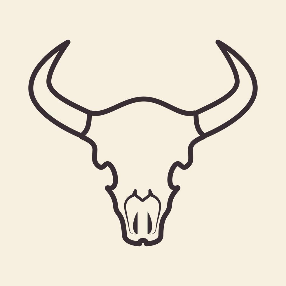 cow skull line hipster logo design vector graphic symbol icon sign illustration creative idea