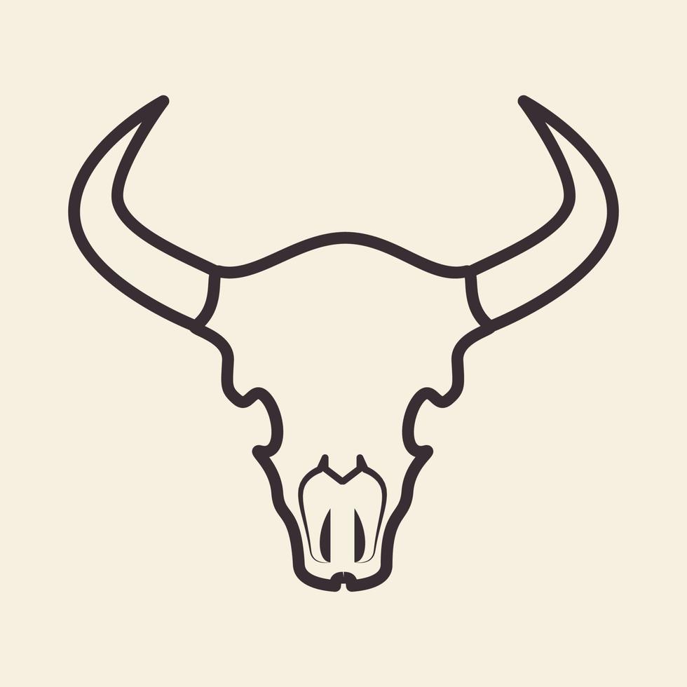 cow skull line hipster logo design vector graphic symbol icon sign illustration creative idea