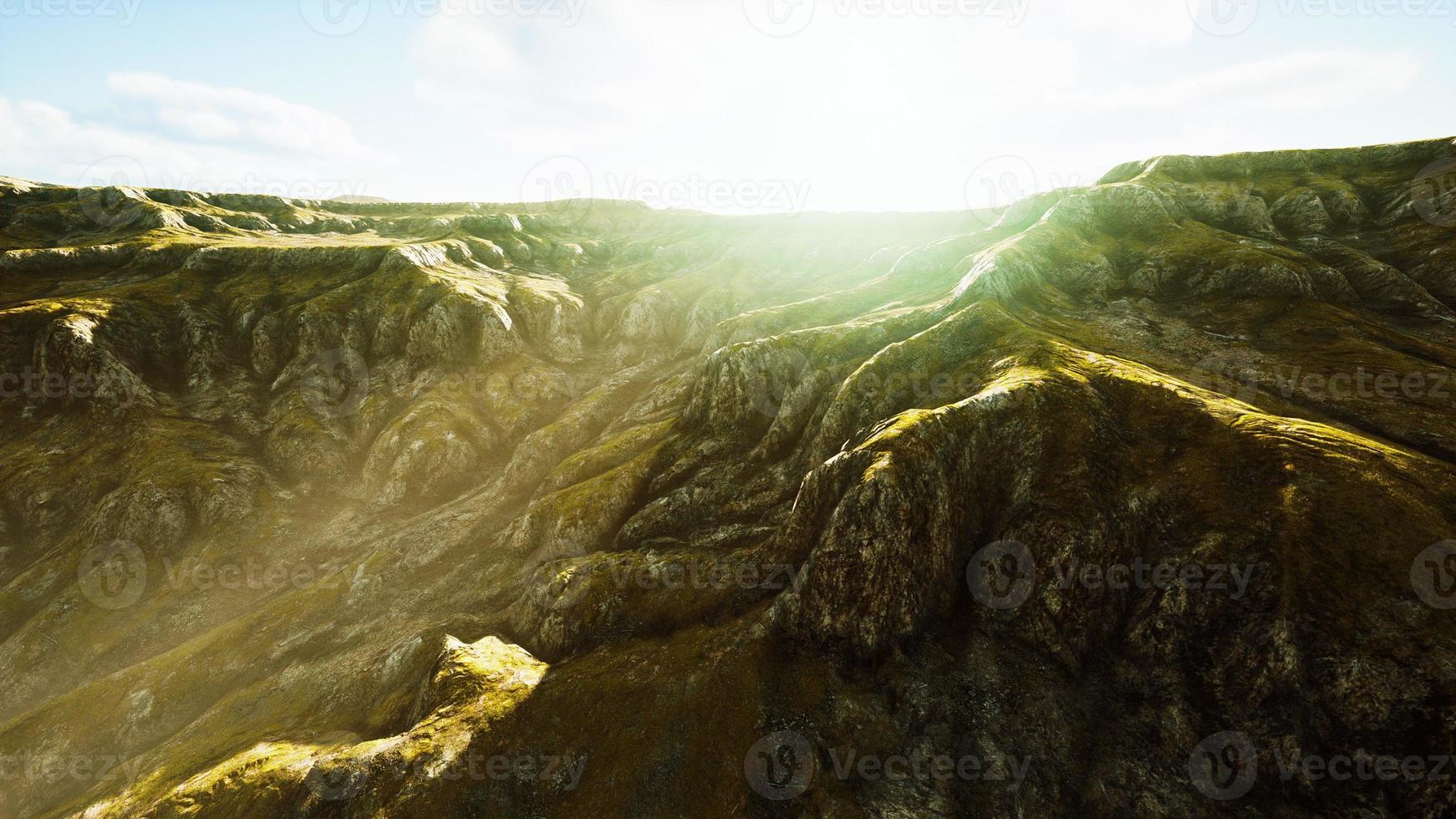 Landscape with mountains and dry yellow grass in New Zealand photo