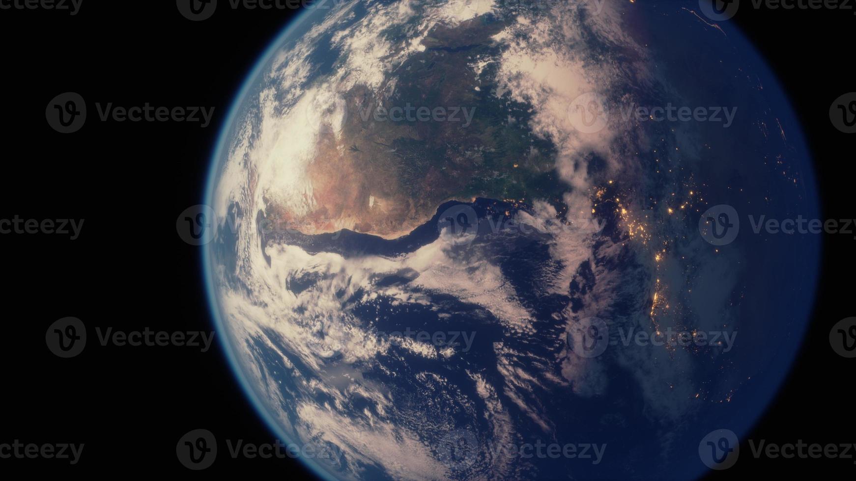 Sphere of nightly Earth planet in outer space photo