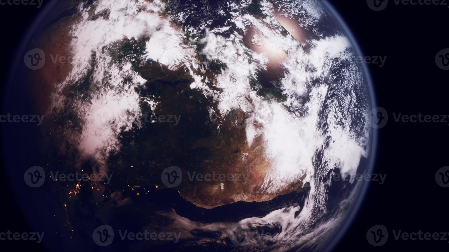 esfera del planeta tierra nocturno en el espacio ultraterrestre foto