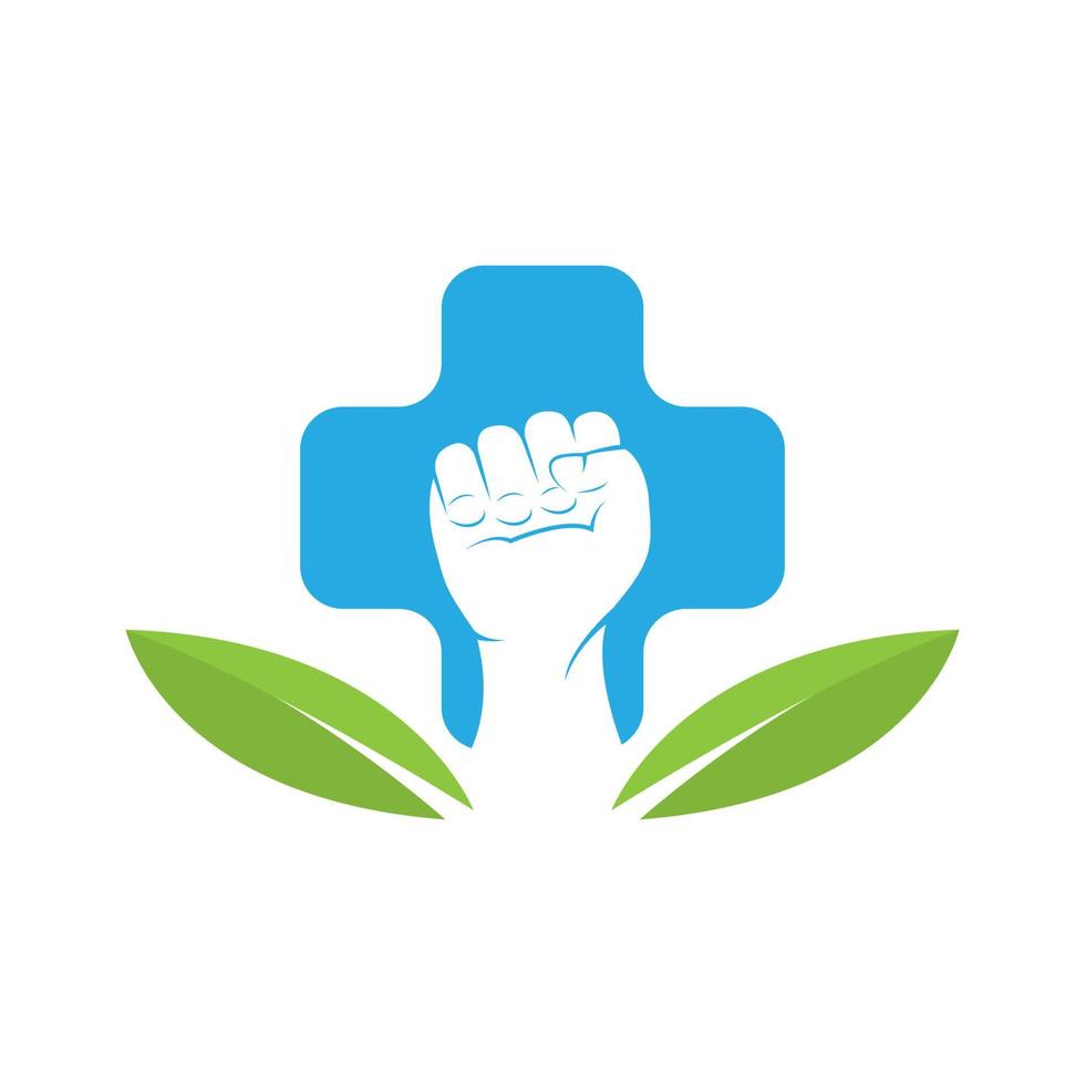manos apretadas en el diseño del logotipo médico vector