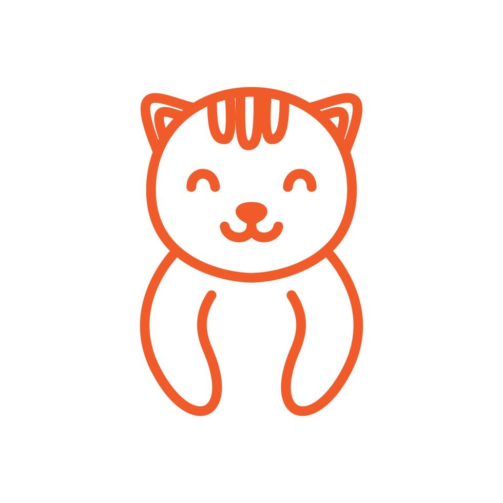gato o gatito o gatito o línea de mascotas sonrisa linda caricatura logo vector ilustración diseño imagen