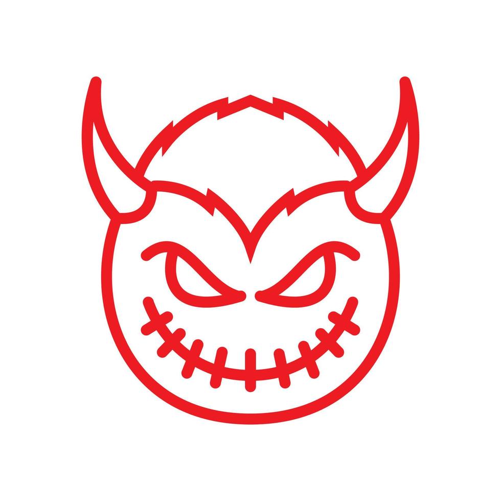 cute devil smile with horn logo symbol icon vector graphic design