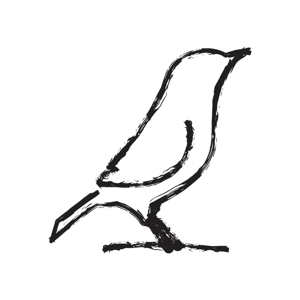 raven brush line logo symbol icon vector graphic design illustration