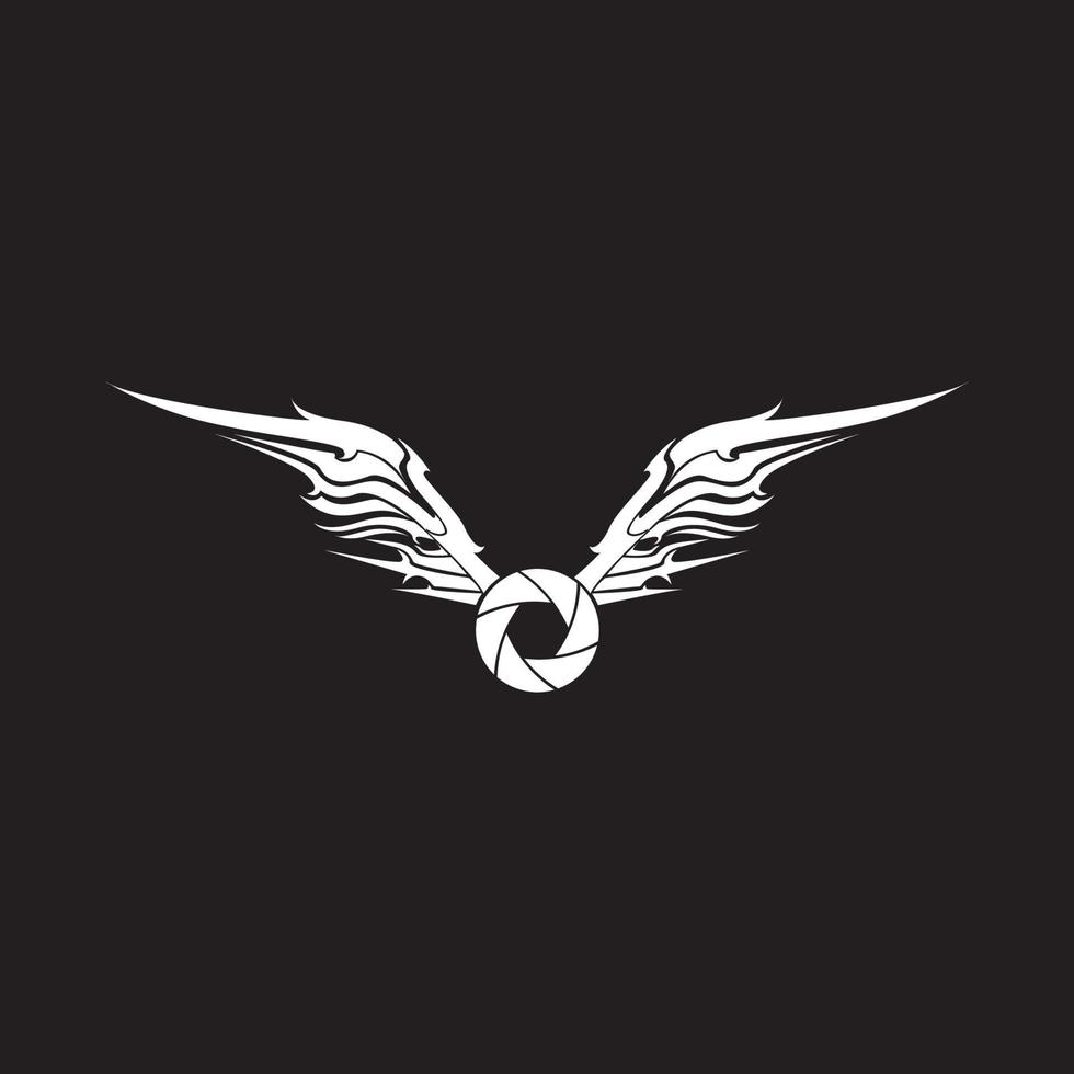camera shutter with wings logo design vector graphic symbol icon sign illustration creative idea