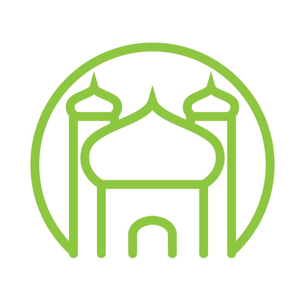 line circle with dome mosque green logo design vector graphic symbol icon illustration creative idea