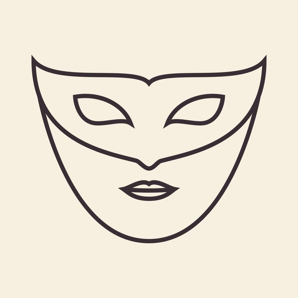 mask woman face carnival logo design vector graphic symbol icon sign illustration creative idea
