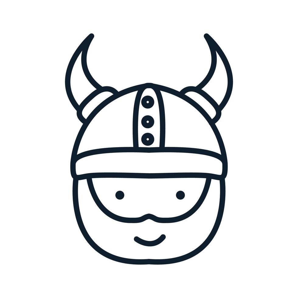 cabeza vikinga niños lindos línea logo icono vector ilustración diseño