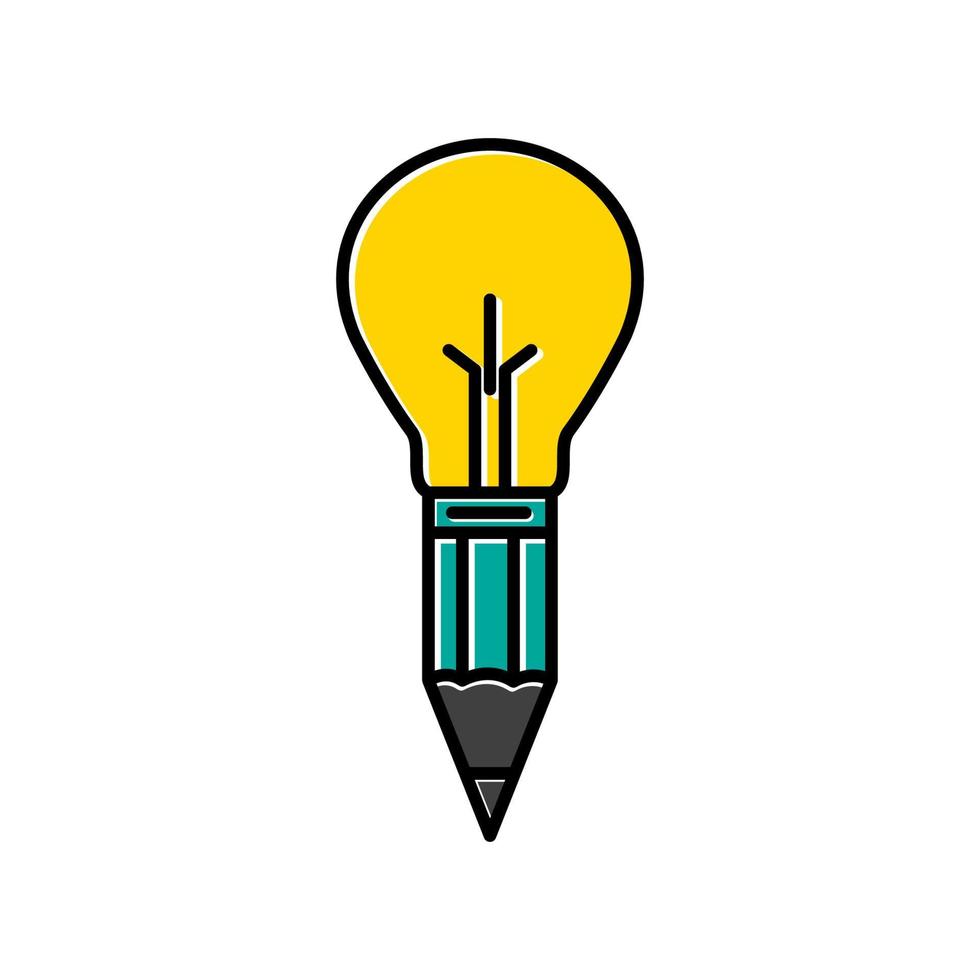 creative pencil with lamp idea colorful abstract logo vector icon design illustration