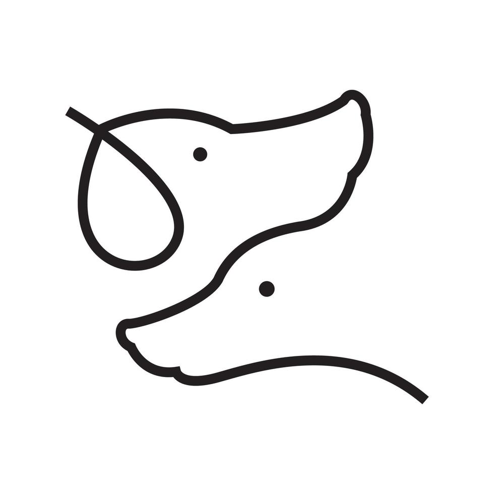 línea continua dos perros diseño de logotipo vector gráfico símbolo icono signo ilustración idea creativa
