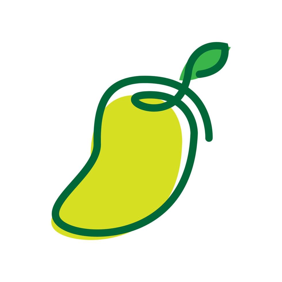 continuous line green mango logo symbol icon vector graphic design illustration idea creative