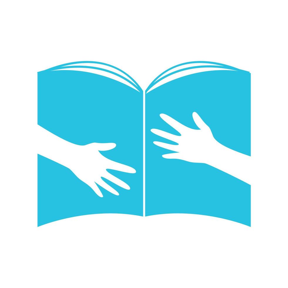 mano abrazo libros logotipo símbolo icono vector gráfico diseño ilustración idea creativa