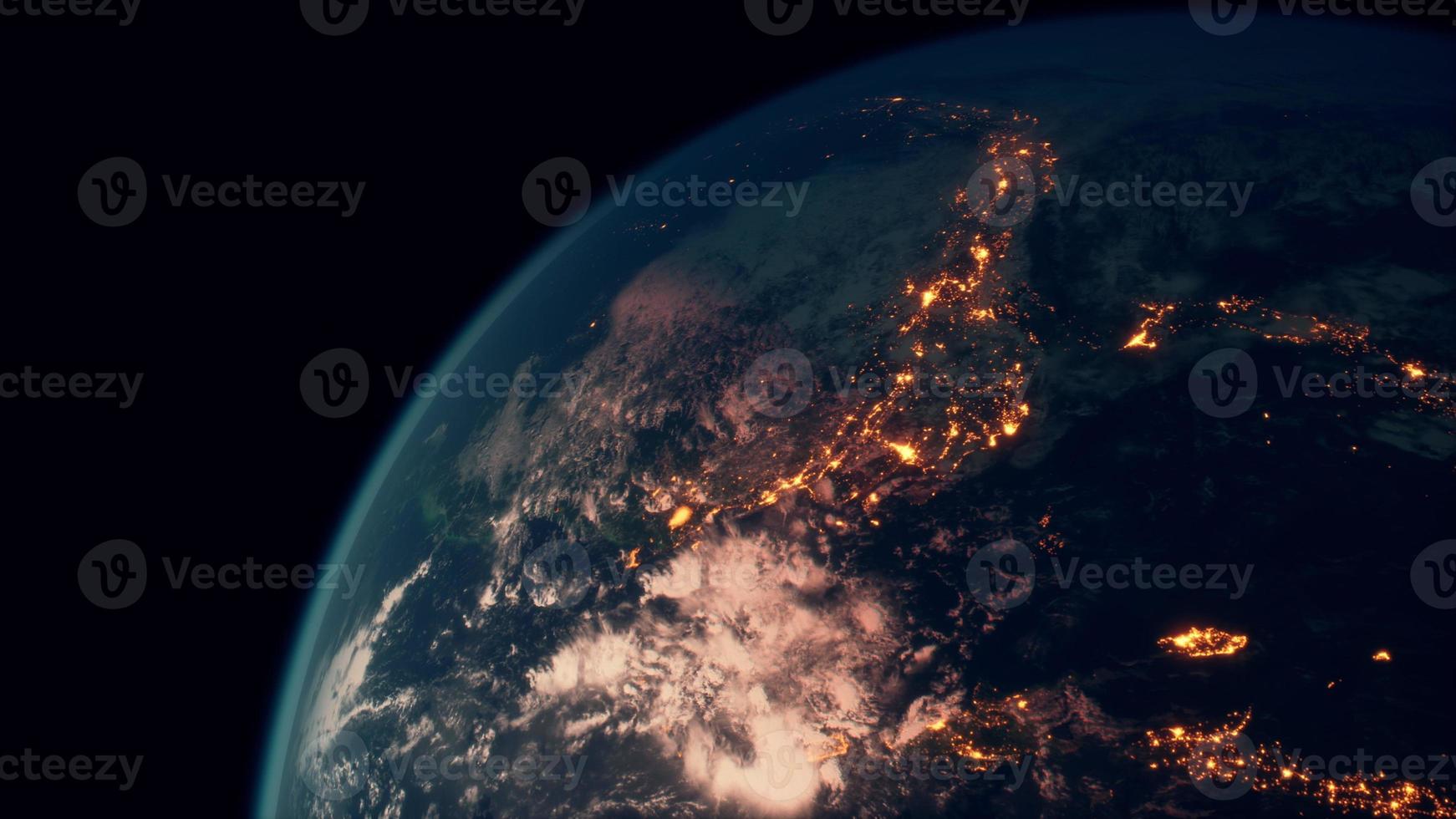 Beautiful space view of the Earth with cloud formation photo