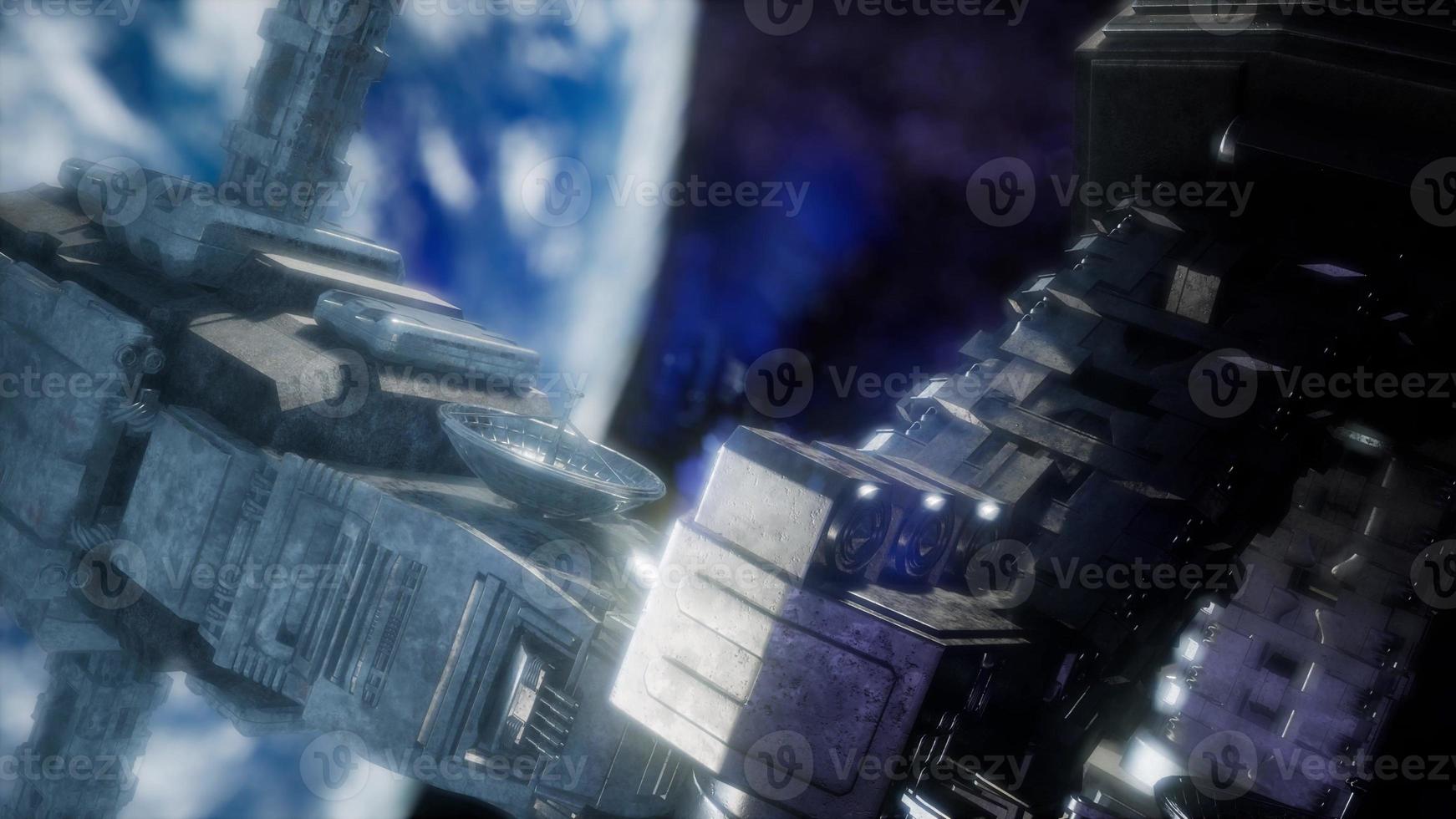 A view of the Earth and a spaceship. ISS is orbiting the Earth photo