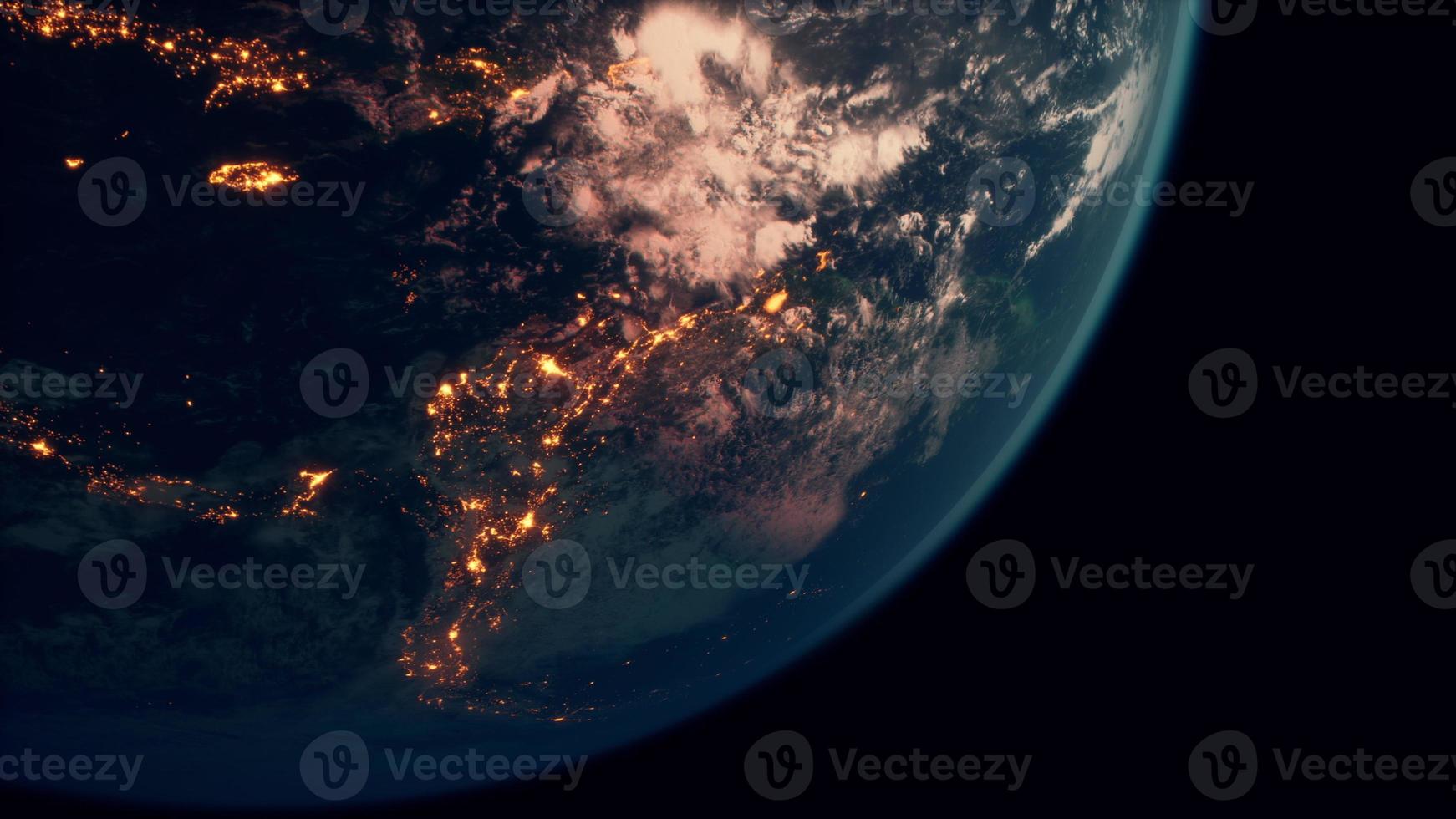 Sphere of nightly Earth planet in outer space photo