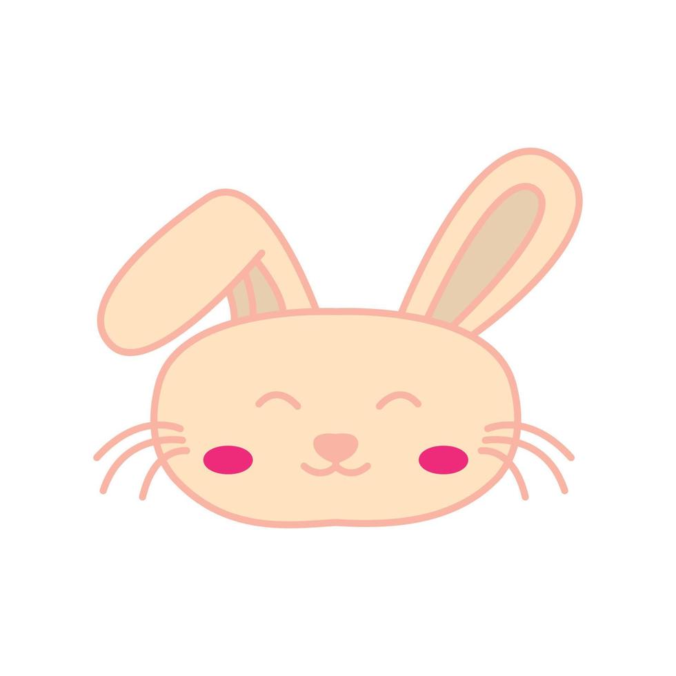 rabbit or bunny head face smile cute cartoon logo vector illustration