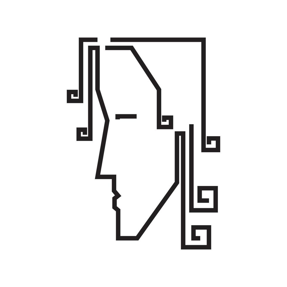 face side man with hair curly logo design vector graphic symbol icon sign illustration creative idea