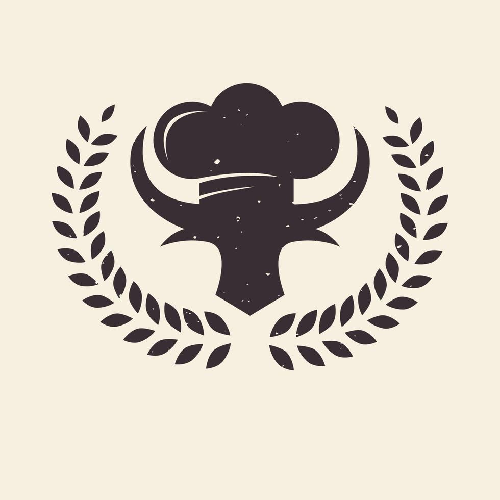 toro chef parrilla carne vintage logo símbolo icono vector gráfico diseño ilustración idea creativo