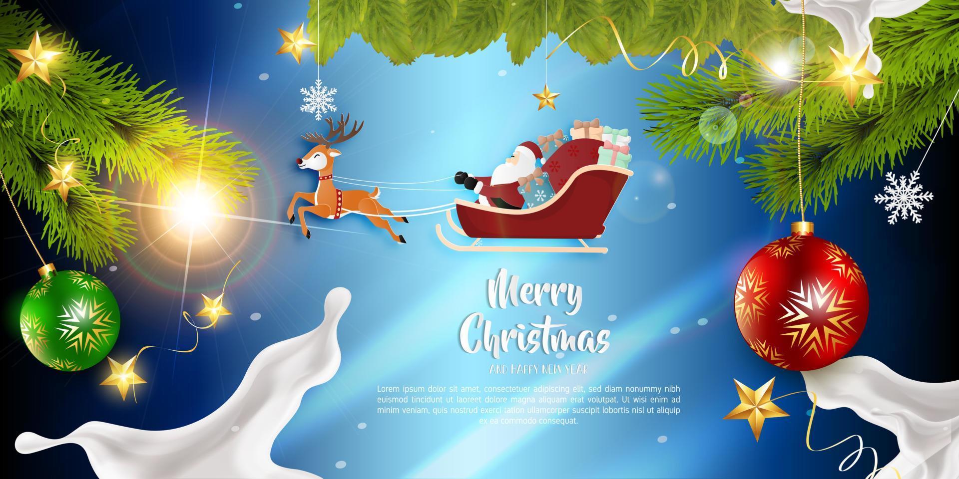 Christmas banner. Xmas design background. Horizontal christmas poster, greeting card, header, website vector