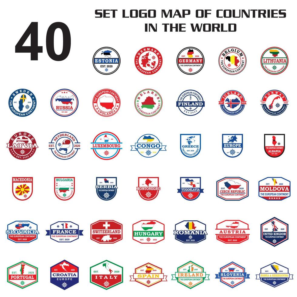 set of country map vector , set of map logo