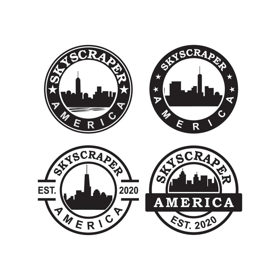 un conjunto de logotipos de rascacielos americanos, un conjunto de logotipos de arquitectura vector